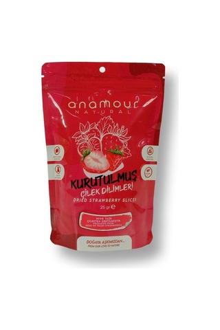 Anamour Natural Çilek Kurusu Cips Çilek Şekersiz Kuru Meyve Kıtırı 25 G