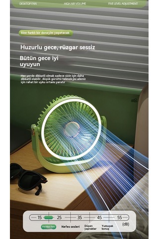 Aurora Fan Gece Lambasık Lipsi Fan Ofis Masasüstü Usb Şarjı 3 Pembe