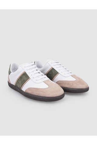 Cabani %100 Hakiki Deri Beyaz Bağcıklı Kadın Sneaker Beyaz