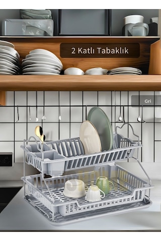 2 Katlı Bulaşıklık Paslanmaz Tezgah Üstü Tabaklık Bpa Free Bulaşık Sepeti Kurutmalık Gri 2 Katlı Bulaşıklık Paslanmaz Tezgah Üstü Tabaklık Bpa Free Bulaşık Sepeti Kurutmalık Gri