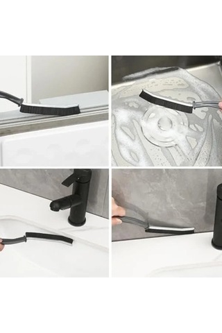 2'li Dar Alan Temizleme Fırçası Seti, Mutfak Ve Banyo İçin Açık Ahşap