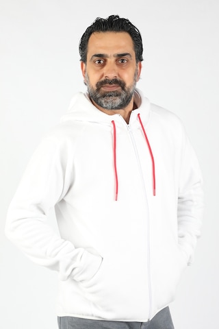 Erkek Kapüşonlu Polar Beyaz