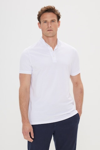 AC&Co / Altınyıldız Classics Erkek Beyaz Slim Fit Dar Kesim Dik Yaka Tişört Beyaz