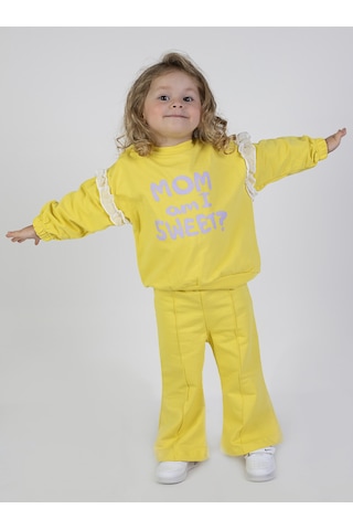 Kız Bebek&çocuk İki İplik Kumaş Orta Kalınlıkta İspanyol Pa.a Örme Basic Eşofman Takımı 001