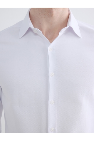 Lcw Busıness Beyaz Slim Fit Armürlü Erkek Basic Gömlek