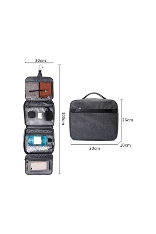 Sones Bange Bg-7529 Kullanışlı Seyahat Katlanabilir Kozmetik Saklama Çantası Kancalı Tuvalet Çantası Siyah