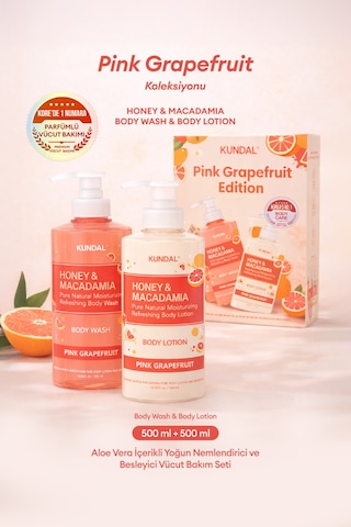 Nemlendirici Vücut Bakım Seti Kundal Honey&macadamia Pure Body Wash+lotion Pink Grapefruit Edition