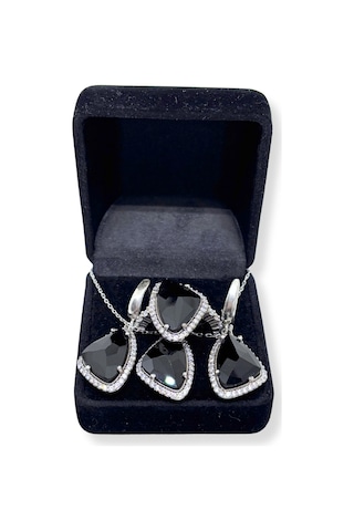 Oya Silver Beyaz Taşlı Gümüş Set&takım
