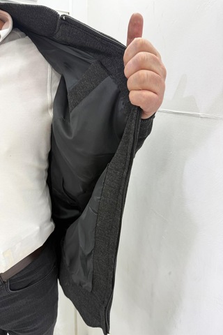 Santa Dmctekstil Erkek Snt-853 Desenli Klasik Kesim Rahat Kalıp Hakim Yaka Kışlık Battal Yünlü Astarlı Ceket Füme