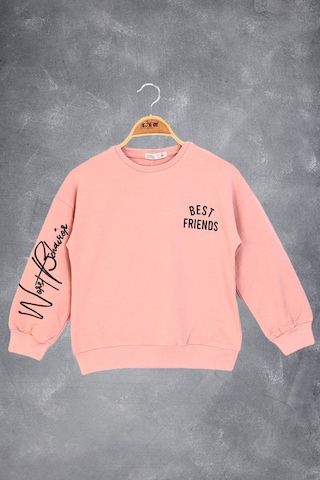 Toontoy Kız Çocuk Best Frıends Baskılı Sweatshirt Kırmızı