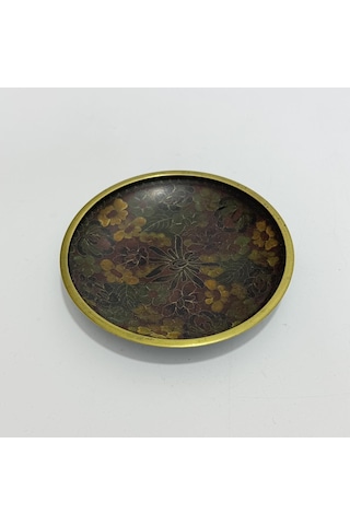 Antika Cloisonne Fincan Tabağı 10cm Çok Renkli