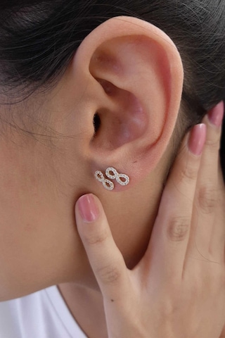 Fiyonk Kuyumculuk 14 Ayar Altın Taşlı Sonsuzluk Küpe 001