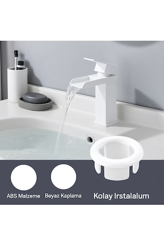 Meriva M40b Beyaz Üniversal Lavabo Taşma Delik Yüzüğü Beyaz