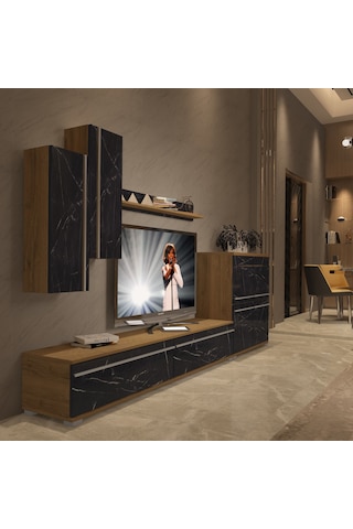 Decoraktiv Eko 6 Mdf Std Tv Ünitesi Tv Sehpası Pera - Siyah Mermer