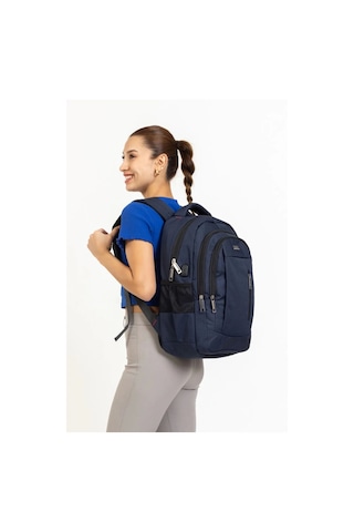 Lacivert Sportif Darbe Emici Su Geçirmez 14-16 İnç Laptop Sırt Çantası Renkli Çok Renkli