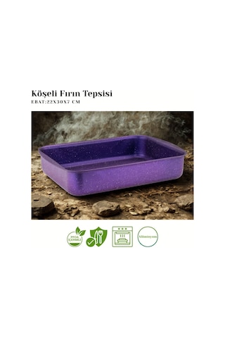 22x30 Cm Granit Köşeli Tepsi - Violet Violet