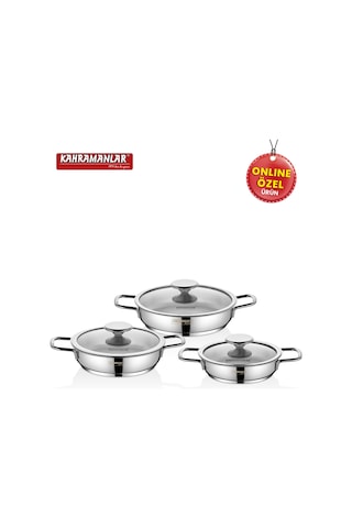 Kahramanlar Yağmur İndüksiyon Tabanlı 3'lü Sahan Seti Gri