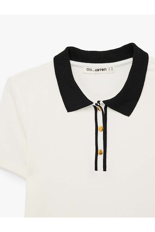 Koton Biyeli Ekru Kadın T-shirt 6sal10194ık Ekru