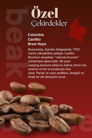 Colombia Brew Hops Çekirdek Kahve 250 Gr , %100 Arabica Çekirdek Kahve