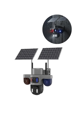 4g Sım Kartlı Güneş Enerjili Güvenlik Kamerası Çift Solar Panel, 12000mah,gece Görüşlü,hareket Takip
