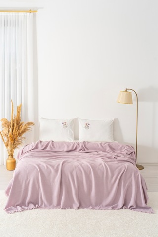 Missera Rose Nakışlı Çift Kişilik Pike Seti - 4 Parça Çeyiz Seti Pembe