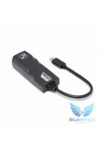 Blue Wings Usb Type-c To Ethernet Dönüştürücü 1000 Mbps Usb 3.0 Gigabit Lan Adaptör Apple Uyumlu Macbook, Laptop, Tablet  Hızlı Internet Adaptörü