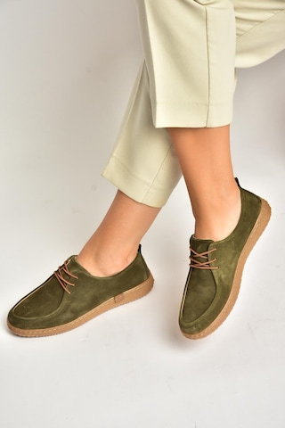Fox Shoes Y555323002 Haki Hakiki Deri Süet Günlük Kadın Ayakkabı