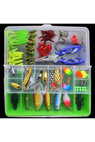 101 Adet Balıkçılık Yem Cazibesi Kiti Olta Takımı Yeşil