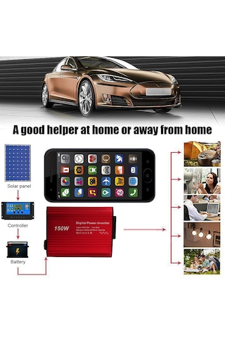 Konesam 150w Araç Çakmaklığı İnvertörü: Usb Ve Type-c İle Hızlı Şarj, Seyahat Ve Acil Durumlar İçin Ideal