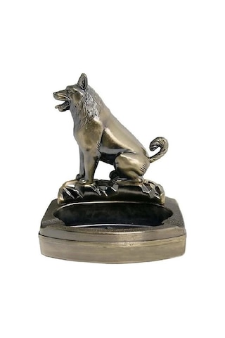 Kurt Figürlü Metal Küllük Ve Çakmak Dekoratif Masaüstü Aksesuar Hediyelik