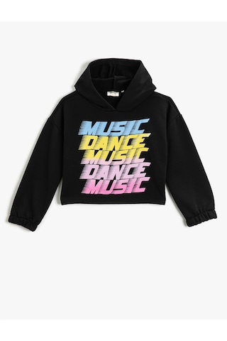 Koton Baskılı Kapüşonlu Sweatshirt Pamuklu Uzun Kollu Siyah 2skg10102ak Siyah