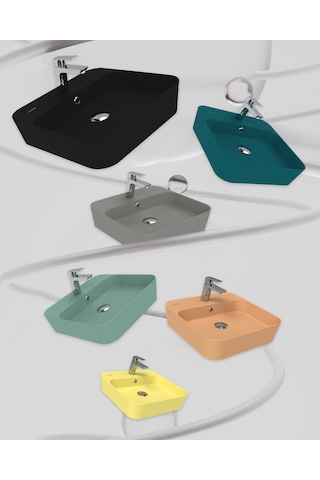 Creavit Loop Kare İnce Çanak Lavabo 45 Cm Kömür Karası Lp046-00kk00e-0000