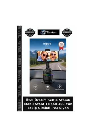 Özel Üretim Selfie Standı Mobil Stant Tripod 360 Yüz Takip Gimbal P03 Siyah