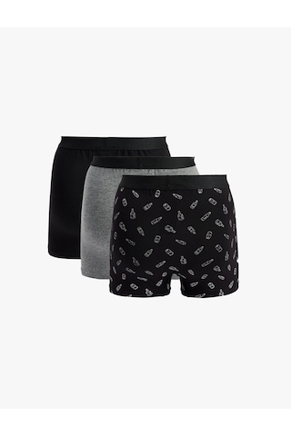 Koton Pamuklu Desenli 3'lü Boxer Seti Antrasit Desenli 6slm90019mk