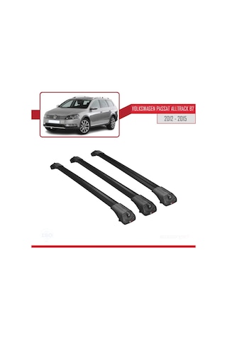 Vw Passat Alltrack B7 2012-2015 Arası İle Uyumlu Ace-1 Ara Atkı Tavan Barı Siyah 3 Adet Bar