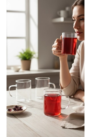 Bymyhand Borosilikat Isıya Ateşe Dayanıklı Termisil Kulplu Çay Bardağı Kahve Bardağı 3'lü Set 200 Ml Şeffaf