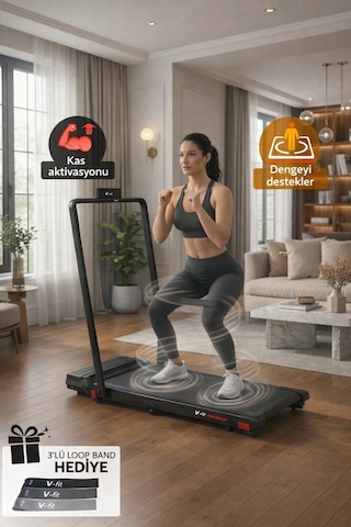 Voit Vibro Run Lite Titreşim Modlu Loop Bant Seti Hediyeli Katlanabilir Koşu Ve Yürüyüş Bandı 8 Km/h Brushless Motor