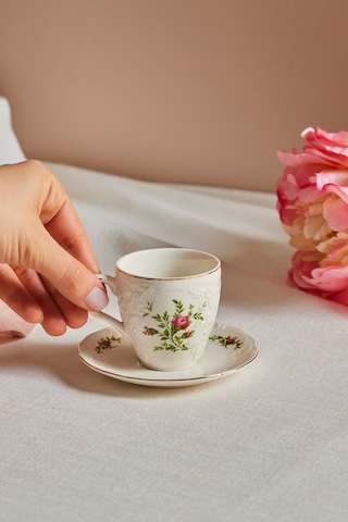Karaca Vintage Rose Kahve Fincanı Ve Tabağı 100 Ml Çok Renkli