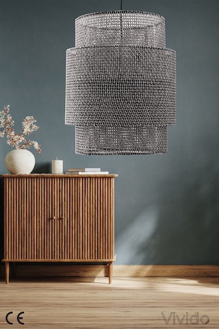 Hasır Siyah Bohem İskandinav Avize Beyaz