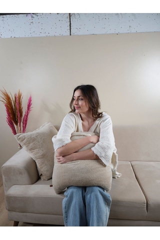 Bej Wellsoft 2'li Hediyelik Dekoratif Kırlent Kılıfı 44x44 Cm