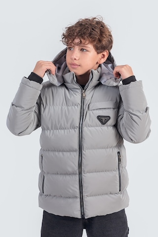 Pina Kids Nova Kumaş Kapüşonlu Erkek Çocuk Kışlık Mont Km2509 Gri
