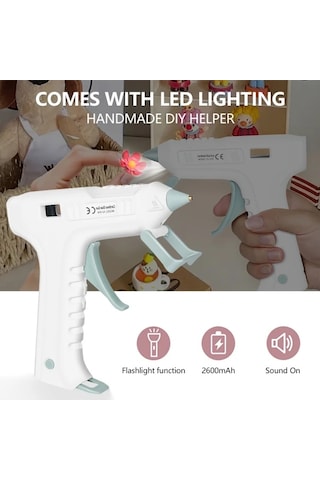 Honeybeeshop Beyaz Pembe 20ler Hizli Isitma Kablosuz Sarj Sicak Tutkal Tabancasi Pembe Lityum Pil Led Usb C Dekorasyon El Sanatlari Dıy