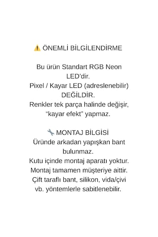 2 Metre Rgb Neon Şerit Led Işık Auraflex Serisi Esnek Silikon Yapı & Kumandalı Renkli Aydınlatma
