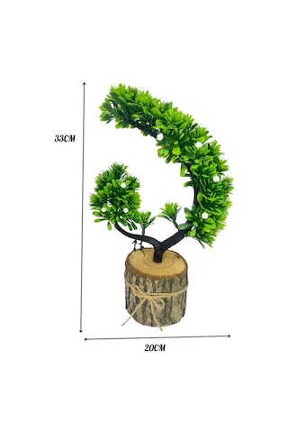 Yapay Çiçek Beyaz Çiçekli Bonsai Ağacı Dekoratif Kütük Saksıda Yapay Ağaç Bonzai Hilal Model