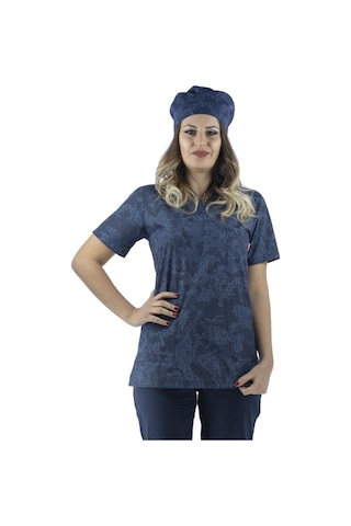 Scrubs Koyu Kamuflaj Desenli 3901 Kadın Tek Üst Forma