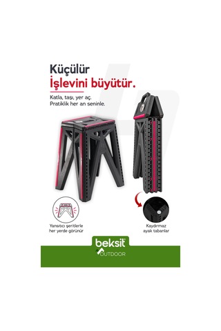 Beksit Outdoor Herkül L Katlanır Reflektörlü Tabure 2'li (Antrasit)