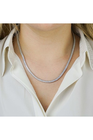 Modagümüşevi Pırlanta Tasarımlı Kare Model 925 Ayar Gümüş Su Yolu Kolye 50 Cm