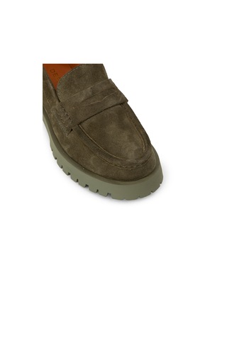 Deery Kadın Hakiki Süet Haki Loafer Ayakkabı - 02034zhakc02