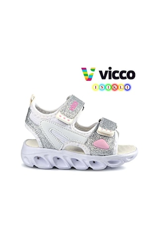 Vicco Roy 332.p21y.189 Kız Çocuk Işıklı Sandalet Beyaz 26-30