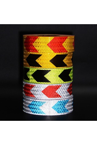 Shineyee Araç Yönlü Oklu Reflektör Şeridi - Gece Uyarı Fonsiyonu, 300x5 Cm Sarı-kırmızı, Pvc Materyal, Yüksek Yansıma